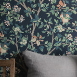 Ingrid Marie Navy by Boråstapeter Painterly Apple Tree Wallpaper – Schumacher 7651