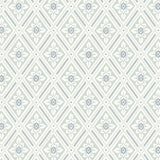 Ester wallpaper in Mineral by Boråstapeter for Schumacher, featuring a stylized diamond trellis pattern with leaves and dots.