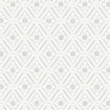 Ester wallpaper by Boråstapeter for Schumacher in grey, featuring a stylized diamond trellis pattern with leaves and dots.