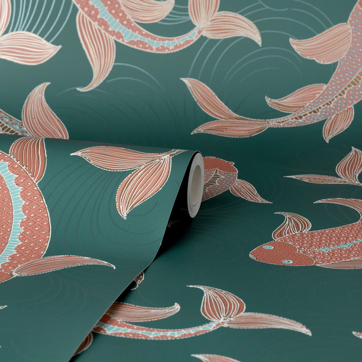 Dashiell Teal by Fine Decor Decorative Fish Wallpaper – Brewster Home Fashions FD43796