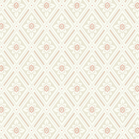 Ester wallpaper by Boråstapeter for Schumacher, featuring a stylized diamond trellis pattern in natural tones.