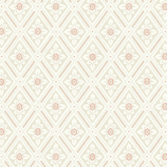 Ester wallpaper by Boråstapeter for Schumacher, featuring a stylized diamond trellis pattern in natural tones.