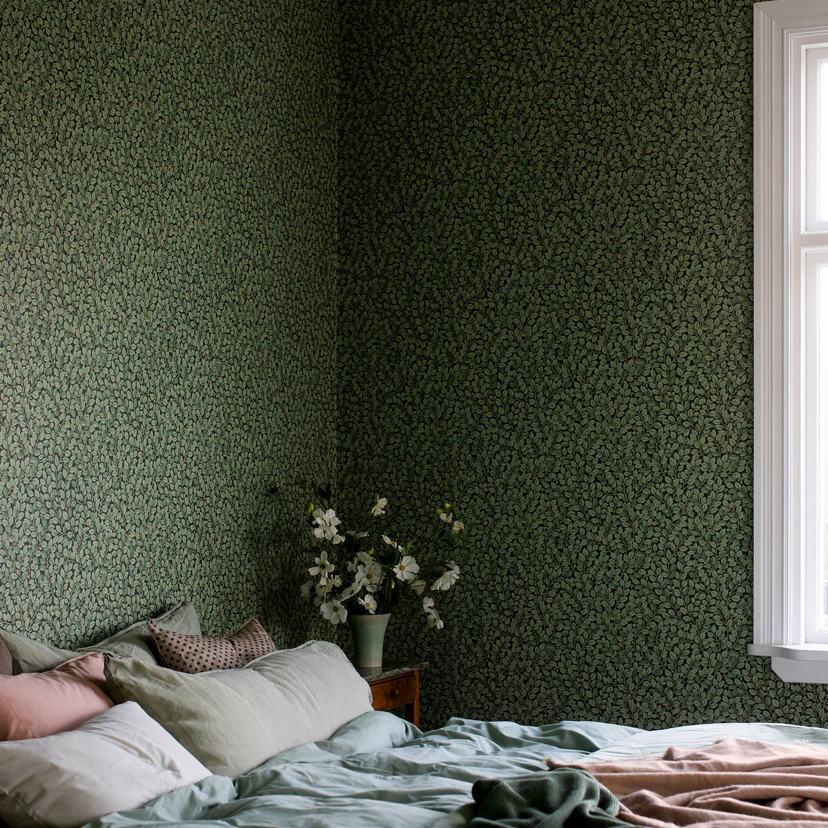 Hazel Spruce Botanical Wallpaper by Boråstapeter – Schumacher 7663
