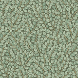 Hazel wallpaper in Spruce by Boråstapeter for Schumacher, intricate botanical leaf pattern in green tones