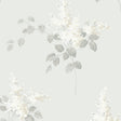 Lilacs grey floral wallpaper by Boråstapeter for Schumacher, featuring intricately detailed lilac blossoms and leaves.