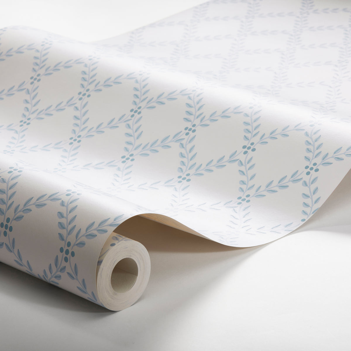 Trellis Leaves Blue by Boråstapeter Classic Trellis Foliage Wallpaper – Schumacher 7672