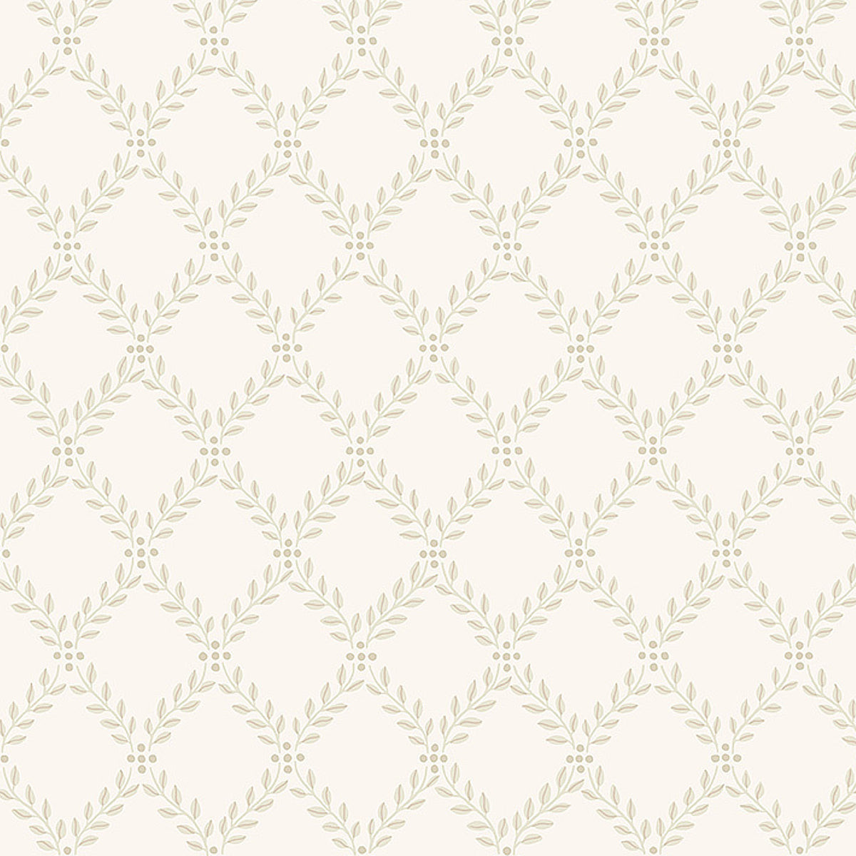 Trellis Leaves wallpaper in a natural colorway by Boråstapeter for Schumacher, featuring a classic trellis pattern of elegantly arranged foliage.