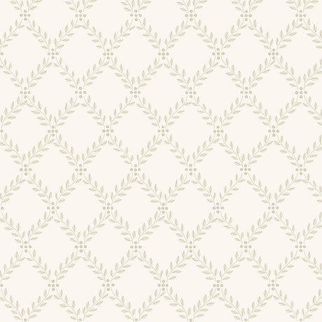 Trellis Leaves wallpaper in a natural colorway by Boråstapeter for Schumacher, featuring a classic trellis pattern of elegantly arranged foliage.