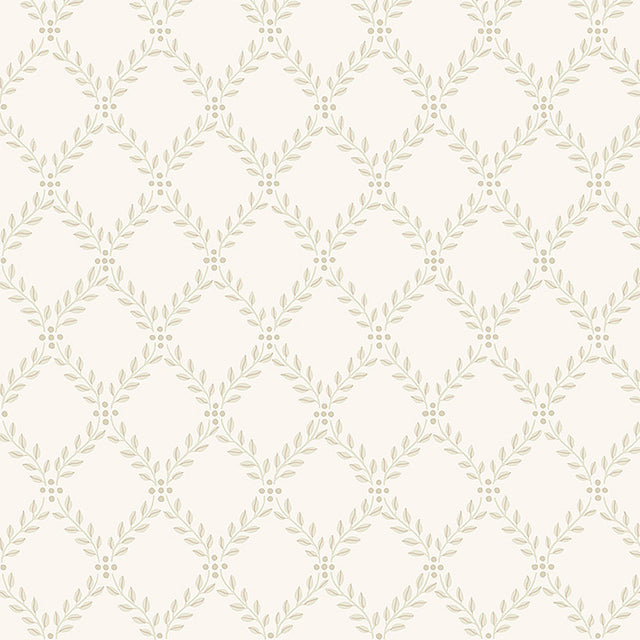 Trellis Leaves wallpaper in a natural colorway by Boråstapeter for Schumacher, featuring a classic trellis pattern of elegantly arranged foliage.