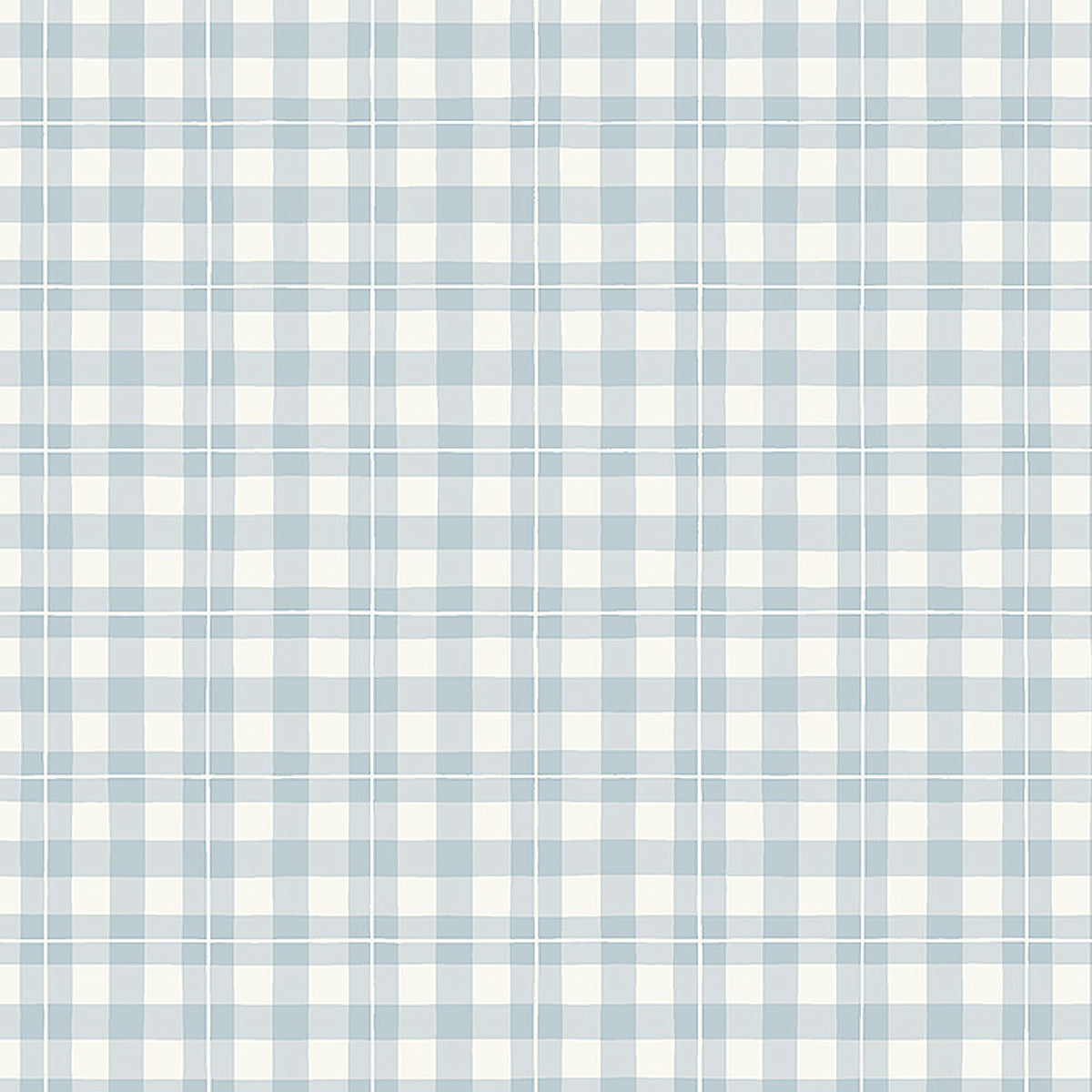 Frida blue checkered wallpaper by Boråstapeter for Schumacher shown in a Scandinavian kitchen setting