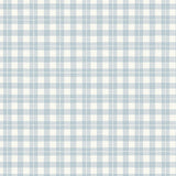 Frida blue checkered wallpaper by Boråstapeter for Schumacher shown in a Scandinavian kitchen setting