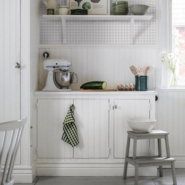 Frida Grey Checkered Wallpaper by Boråstapeter – Schumacher 7676