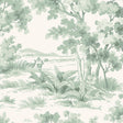 Countryside Morning wallpaper by Boråstapeter for Schumacher, featuring a classic pastoral green landscape scene.