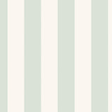 Falsterbo Stripe mineral wallpaper by Boråstapeter for Schumacher, classic vertical stripe in soft mineral green and white.