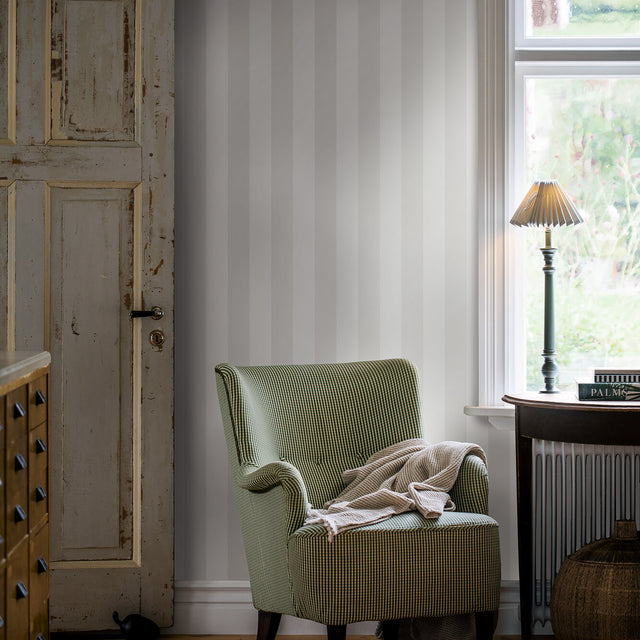 Falsterbo Stripe Bone by Boråstapeter Classic Stripe Wallpaper – Schumacher 7687