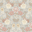 Dahlia Garden wallpaper by Boråstapeter for Schumacher, featuring stylized dahlias and cosmos in a lush, Arts and Crafts floral pattern.