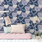 Effie Navy Neon Heart by Arthouse Wallpaper – Brewster Home Fashions AH925605
