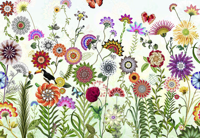 Brazil Multicolor Flowers Wall Mural with Modern Floral Collage Pattern - Komar 8-200