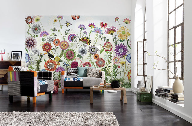 Brazil Multicolor Flowers Wall Mural with Modern Floral Collage Pattern - Komar 8-200