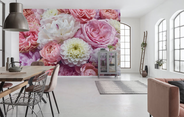 Vibrant Spring Pink Photographic Floral Wall Mural - Komar 8-335