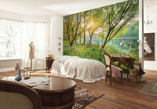 Spring Lake Green Scenic Trees Wall Mural - Komar 8-524