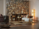 Stone Wall Neutral Photomural with Faux Stone Scenic Effect - Komar 8-727