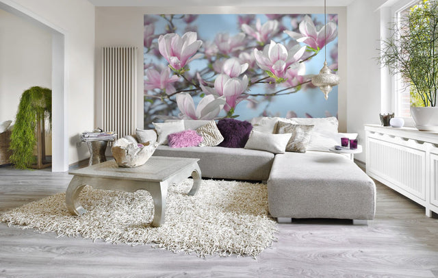 Magnolia Pink Floral Scenic Wall Mural - Komar 8-738