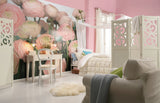 Gentle Rose Pink Floral Scenic Wall Mural - Komar 8-894