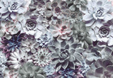 Shades Succulent Floral Wall Mural in Green and Grey - Komar 8-962