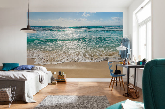 Seaside Blue Scenic Photomural with Beach Horizon Nature Pattern - Komar 8-983