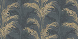 Rattan Charcoal Palm Wallpaper by Advantage with palm fronds on dark charcoal ground