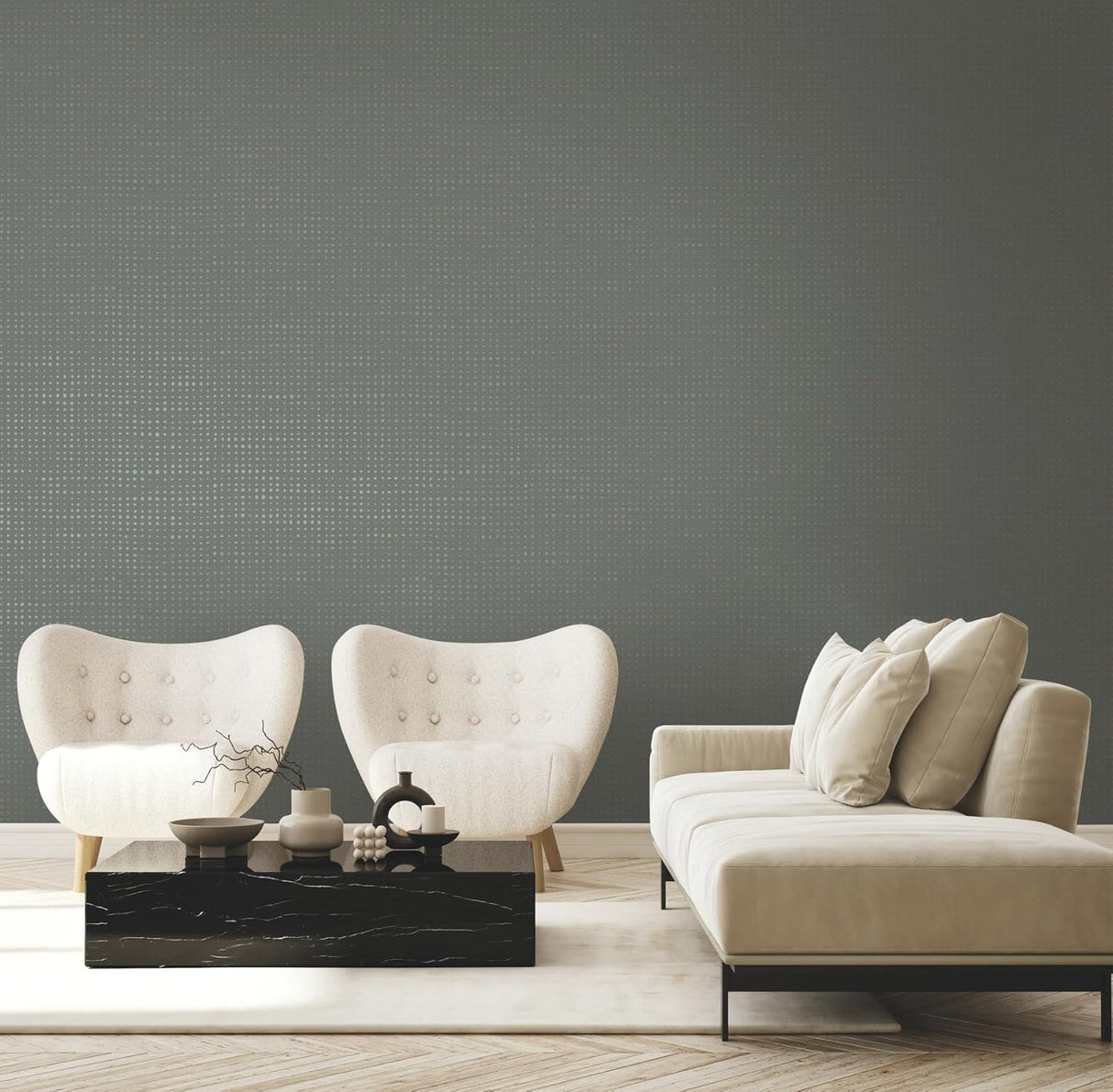 Brielle Pewter by Warner Polka Dot Wallpaper – Brewster Home Fashions 4181-4707