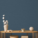 Horizontal Stria Texture Navy Blue by  Non-Woven Unpasted Wallpaper – Veer Decor 8195-AA1