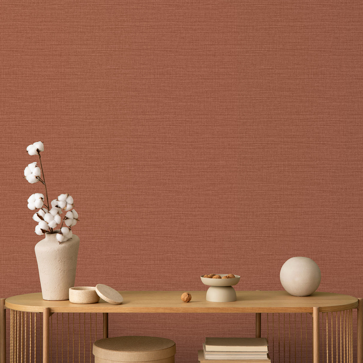 Horizontal Stria Texture Terracotta by Veer Decor Abstract Wallpaper – Veer Decor 8195-AA5