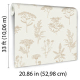 Luminous Botanical Sketch Gold by Veer Decor Metallic Wallpaper – Veer Decor 8195-AB1