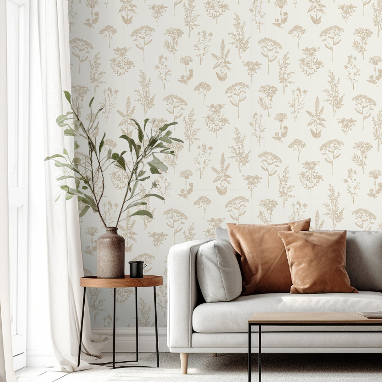 Luminous Botanical Sketch Gold by Veer Decor Metallic Wallpaper – Veer Decor 8195-AB1