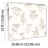Luminous Botanical Sketch Silver by Veer Decor Metallic Nature Wallpaper – Veer Decor 8195-AB2