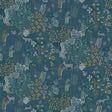 Babylon Blue floral wallpaper with woodland creatures by Veer Decor