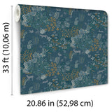 Babylon Blue by Veer Decor Floral Wallpaper – Veer Decor 8195-AC1