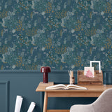 Babylon Blue by Veer Decor Floral Wallpaper – Veer Decor 8195-AC1