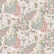 Babylon Pink floral woodland wallpaper roll with metallic accents, 20.86 in x 33 ft