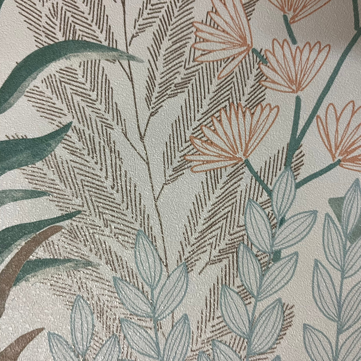 Serene Meadow Aqua Blue and Green on White Ground by Veer Decor Floral Wallpaper – Veer Decor 8195-AD1