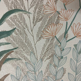 Serene Meadow Aqua Blue and Green on White Ground by Veer Decor Floral Wallpaper – Veer Decor 8195-AD1