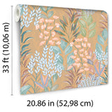 Serene Meadow Burnt Orange by — Floral Wallpaper – Veer Decor 8195-AD2