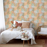 Serene Meadow Burnt Orange by — Floral Wallpaper – Veer Decor 8195-AD2