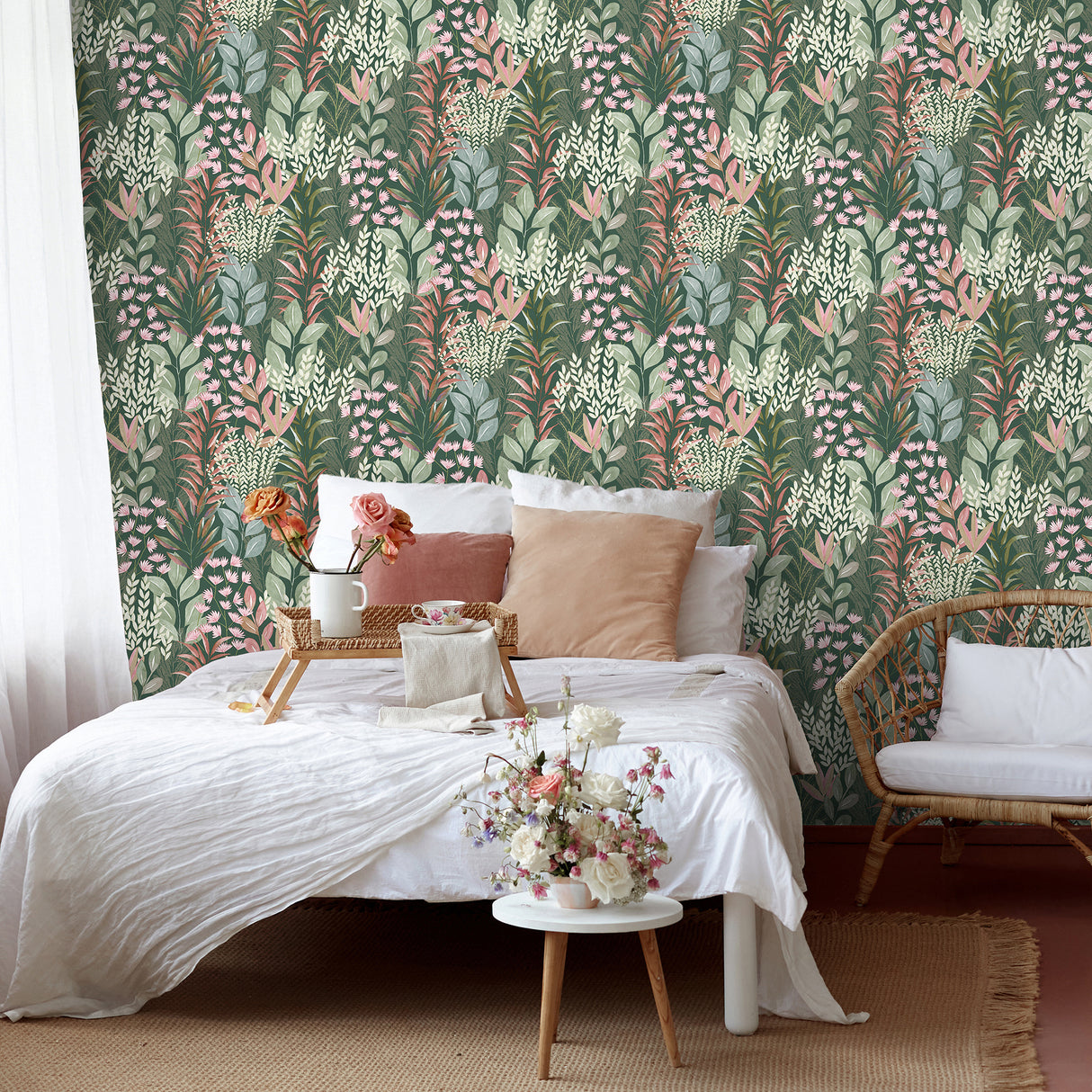 Serene Meadow Green Ground by Veer Decor Floral Wallpaper – Veer Decor 8195-AD3
