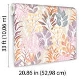 Serene Meadow Orange and Purple on White Ground by — Floral Wallpaper – Veer Decor 8195-AD4