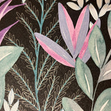 Serene Meadow Green and Purple on Black Ground by — Floral Wallpaper – Veer Decor 8195-AD5