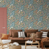 Gilded Bloom Green Ground by Veer Decor Floral Wallpaper – Veer Decor 8195-AE2