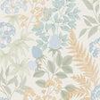 Gilded Bloom Cream Ground floral wallpaper roll and room view